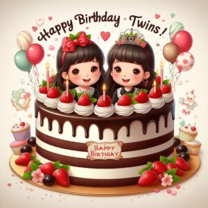 Happy Birthday Cake For Twins Happy Birthday Wishes