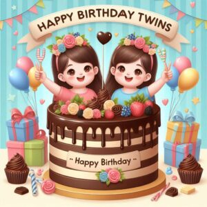 Happy Birthday Cake For Twins Happy Birthday Wishes