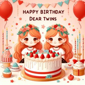 Happy Birthday Cake For Twins Happy Birthday Wishes