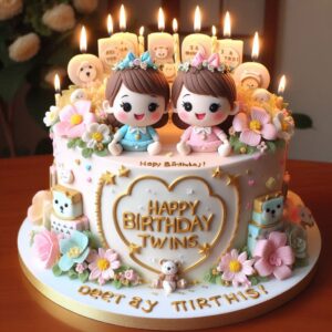 Happy Birthday Cake For Twins Happy Birthday Wishes