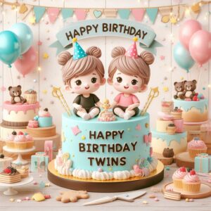 Happy Birthday Cake For Twins Happy Birthday Wishes