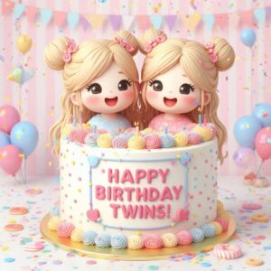 Happy Birthday Cake For Twins Happy Birthday Wishes