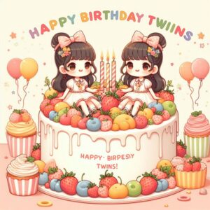 Happy Birthday Cake For Twins Happy Birthday Wishes