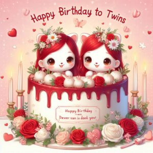 Happy Birthday Cake For Twins Happy Birthday Wishes