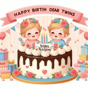 Happy Birthday Cake For Twins Happy Birthday Wishes