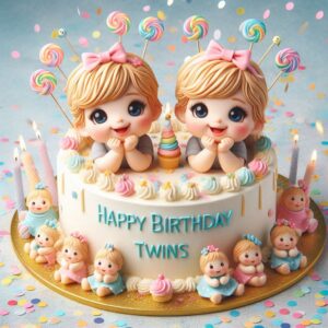 Happy Birthday Cake For Twins Happy Birthday Wishes