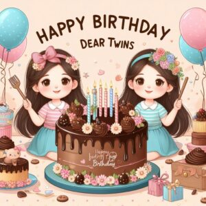 Happy Birthday Cake For Twins Happy Birthday Wishes