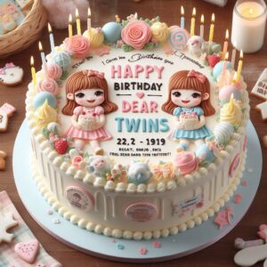 Happy Birthday Cake For Twins Happy Birthday Wishes