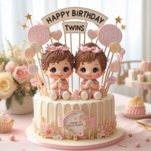 Happy Birthday Cake For Twins Happy Birthday Wishes