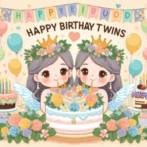 Happy Birthday Cake For Twins Happy Birthday Wishes