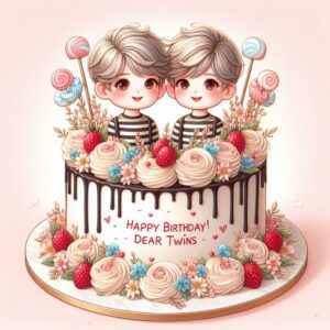 Happy Birthday Cake For Twins Happy Birthday Wishes