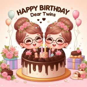 Happy Birthday Cake For Twins Happy Birthday Wishes